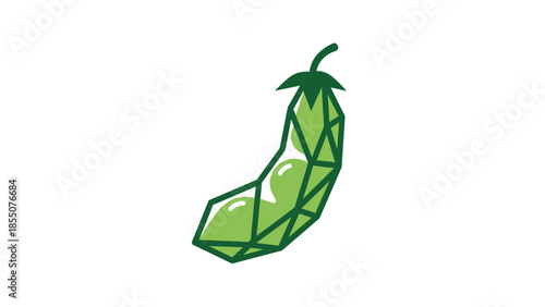 Geometric Green Pea Pod Vector Icon