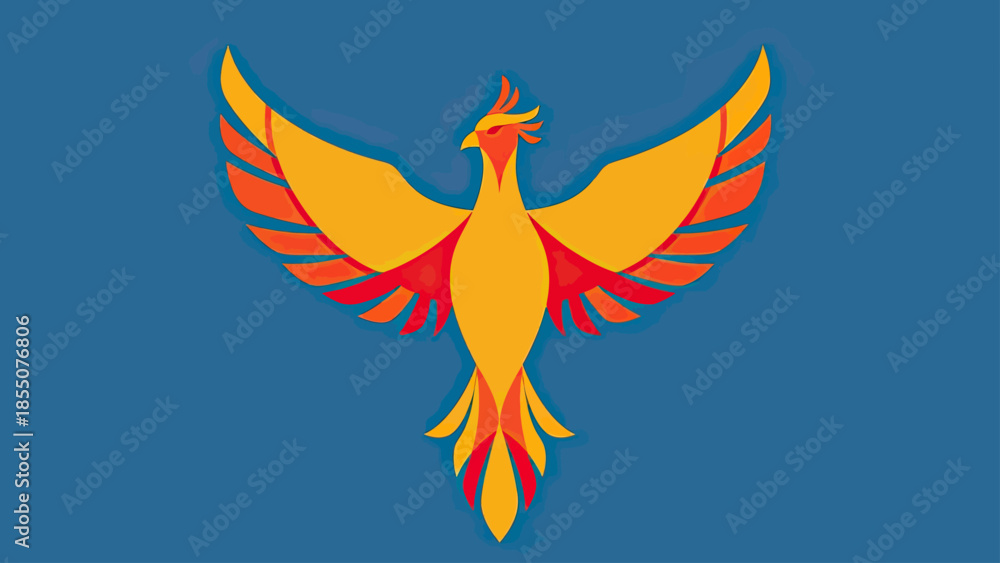 Obraz premium Stylized Phoenix Bird Illustration - Symbol of Rebirth and Hope