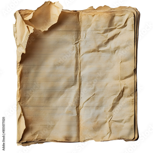 Old Yellowed Notebook Page with Torn Edges