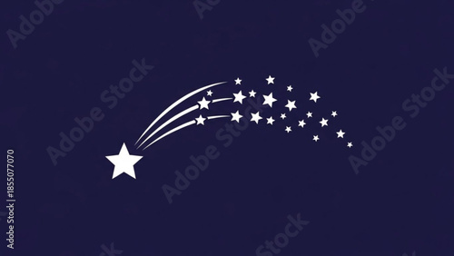 White Shooting Star Trailing Stars on Dark Blue Background Vector Illustration