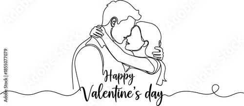 Happy Valentines day couple embracing and kissing each other in love