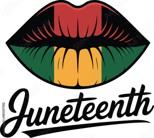 Juneteenth with Lips in African Flag Colors T-Shirt Design