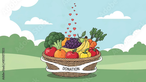 basket with fruits and vegetables