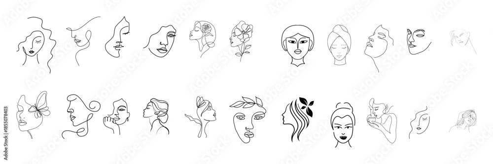 Fototapeta premium Minimalist woman icon set
