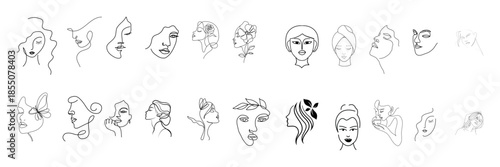 Minimalist woman icon set