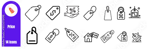Price tag line icon set