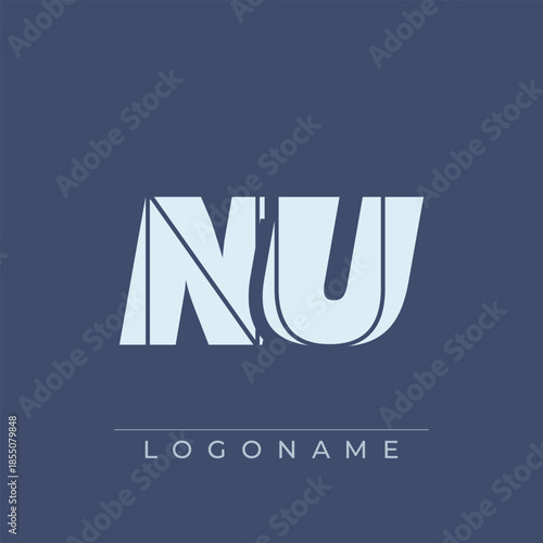 A sophisticated and professional logo design featuring the initials NU in a bold sans serif typeface suitable for various business branding purposes