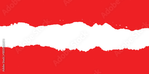 Realistic torn paper edge. Ripped red paper mockup isolated on transparent.Red ripped paper torn edges strips isolated on white background. Red paper torn for copy and text on transparent background. 