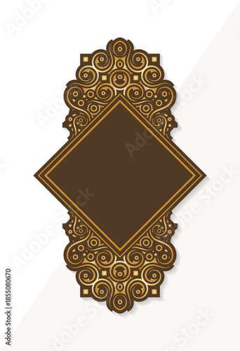 Elegant Ornamental Diamond Shape Frame with Swirls Decorative Border Design