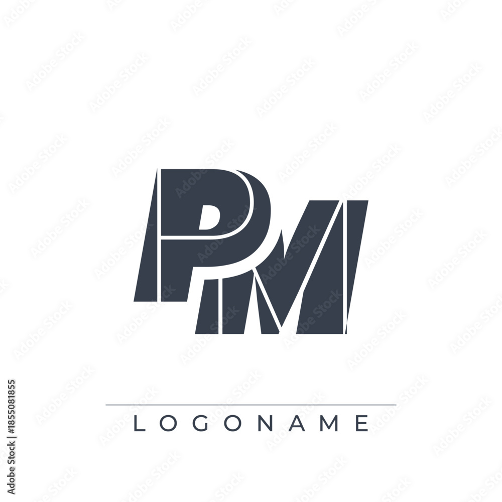 Obraz premium A sophisticated and professional logo design featuring the initials PM in a bold sans serif typeface suitable for various business branding purposes