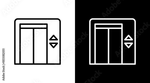 Elevator  White Icon Set Design
