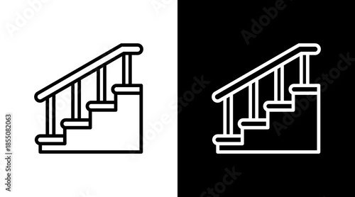 Stairs  White Icon Set Design