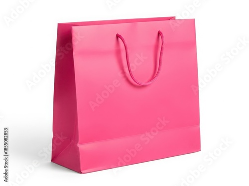 Pink shopping bag isolated on white background