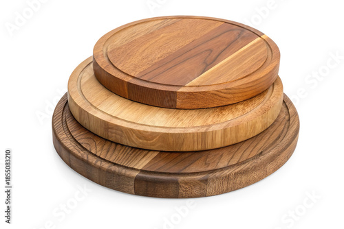 Stacked Wooden Cutting Boards: Essential Chopping Boards for Culinary Arts, Wooden Kitchenware for Catering Trade, Ideal for Meal Preparation and Presentation on Transparent Background.