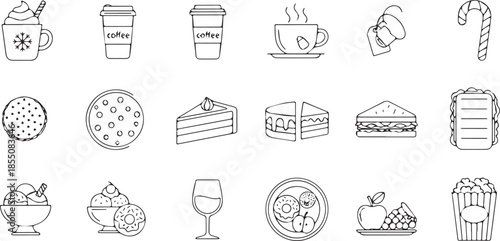 Handdrawn Food and Drink Icons Collection.