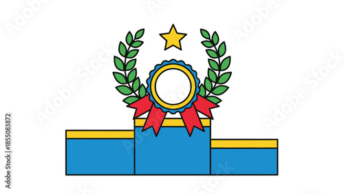 Winner Podium with Laurel Wreath and Star