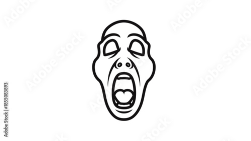 Screaming Face Outline Icon, Fear Expression, Horror Mouth Open
