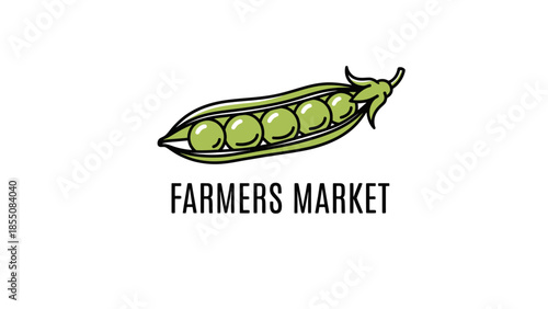 Fresh Peas in Pod with Farmers Market Text - Healthy Food Concept