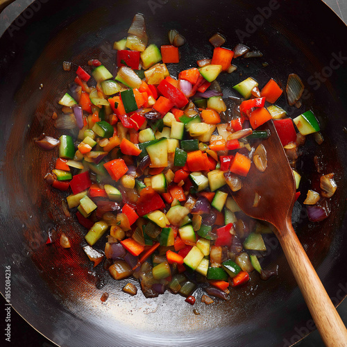 frying pan with vegetables