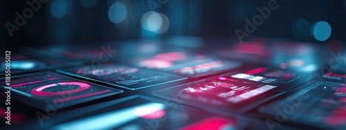 a close up view of a computer keyboard with neon lights around it, creating an ambient glow effect