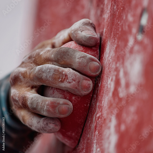 hands of a climber chalked