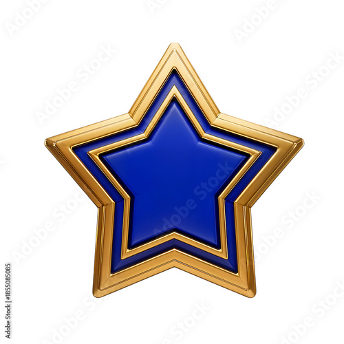 Premium Blue and Gold 3D Star Emblem