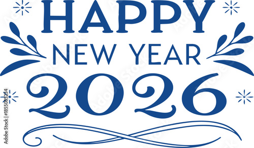 A beautifully designed handwritten happy new year 2026 lettering illustration perfect for celebrations on transparent background high-quality