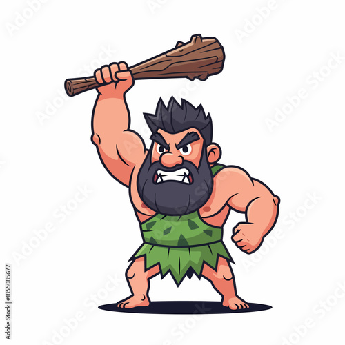 A caveman holding weapon, vector illustration design