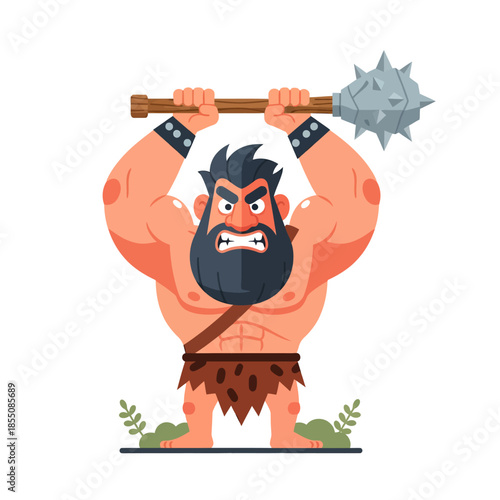 A caveman holding weapon, vector illustration design