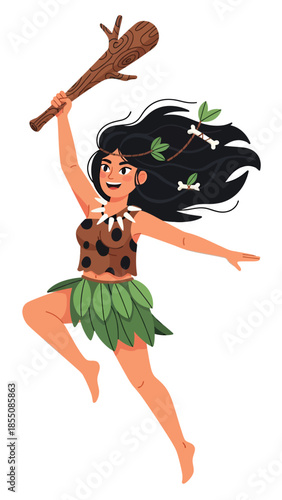 A cavewoman, vector illustration design