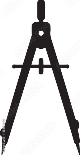 silhouette compass, geometry divider, math drawing tool, measuring instrument, technical drawing, architecture equipment