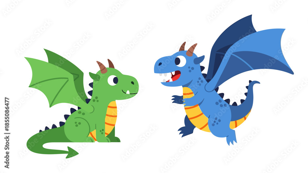Obraz premium Two baby dragons, vector illustration design
