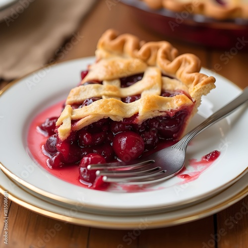 A Delicious Slice of Homemade Cherry Pie with a Flaky Crust