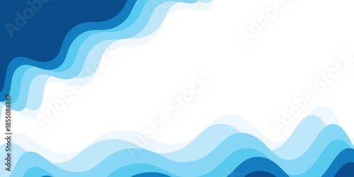 Abstract Blue Wave Gradient With Layered Curves For Modern Ocean Themed Background.vector illustration eps10