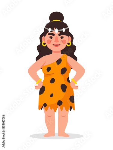 A cavewoman, vector illustration design