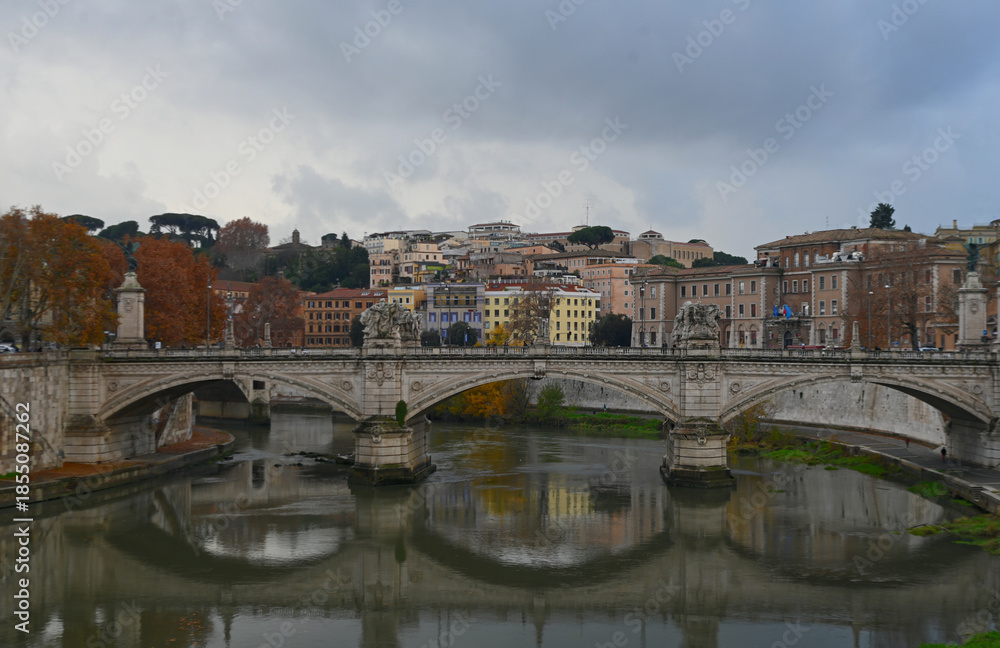 Fototapeta premium The Spanish steps in Rome Italy adorned with Christmas decorations.
