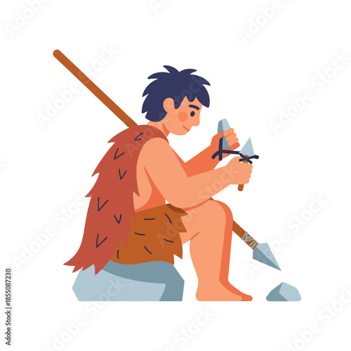 A caveman make fire, vector illustration design