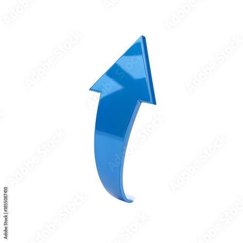 Glossy Blue 3D Upward Curved Arrow