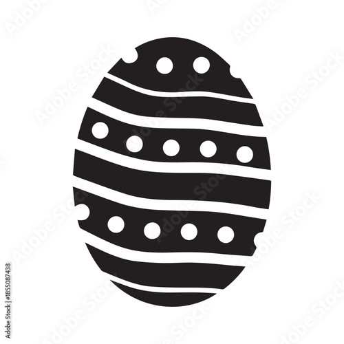 Black Easter egg. Vintage silhouette for Easter day, greeting card and design. Isolated vector illustration