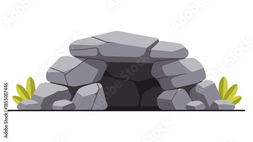 Caveman houses are made of stone, vector illustration design