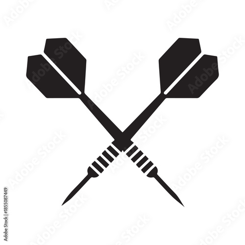 Darts silhouette crossed target sport vector