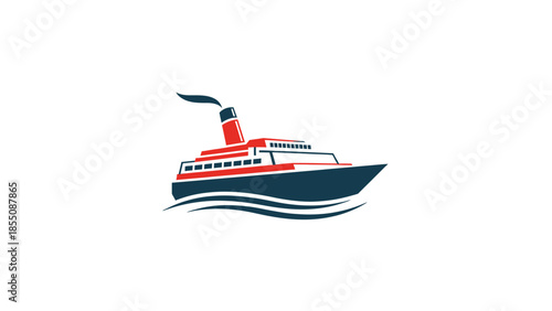 Modern Cruise Ship Vector Illustration - Travel and Leisure Icon