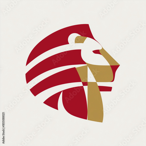 A Venice gold and red lion ultra-stylized minimalist logo vector isolated on white