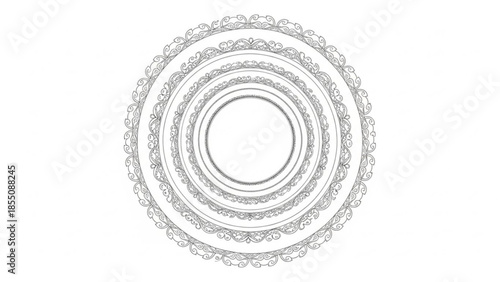 Wallpaper Mural Intricate oval frame with floral patterns, empty decorative border, elegant engraving design element, ornate illustration, vector graphic, simple white background Torontodigital.ca