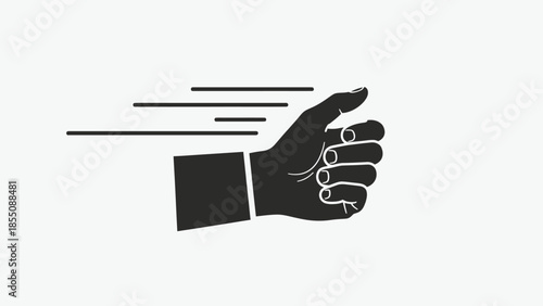 Fast Hand Gesture Icon, Motion Lines, Speed, Quick Action, Business Concept