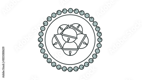 Festive Jingle Bells Circle Graphic, Christmas Celebration Ornament Icon