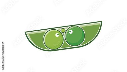 Cute Pea Pod with Three Peas Illustration - Healthy Food Concept