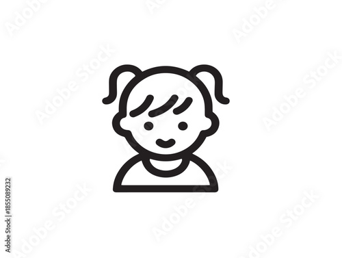 Beautiful baby girl illustration with soft charming line art