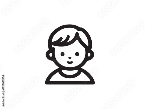 Cute baby girl illustration with beautiful simple contours