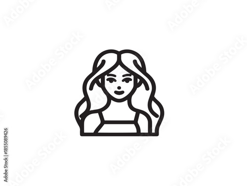 Beautiful fashion inspired character icon with simple elegance